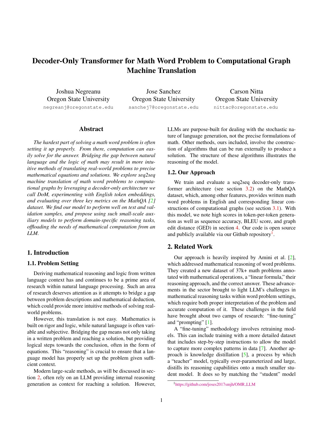 Page 1 of DoM: Math Problems to Computation Graphs